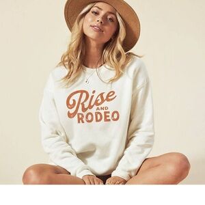 Oat Collective Vintage White Rise and Rodeo Graphic Sweatshirt Cowgirl - Sz S